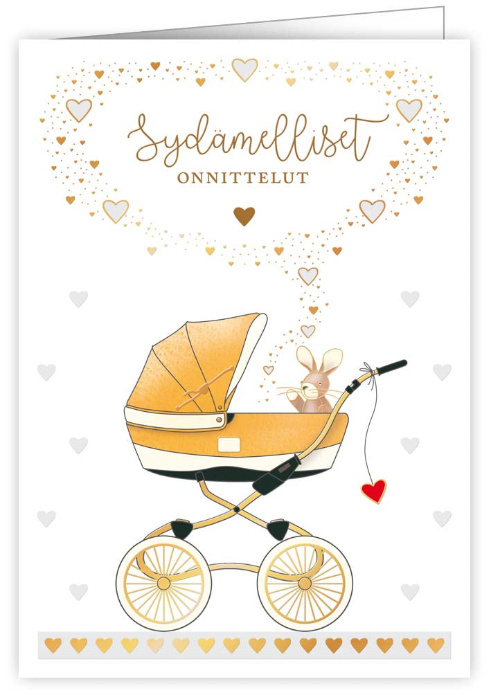 2-osainen kortti Quire - Sydämelliset onnittelut, rattaat