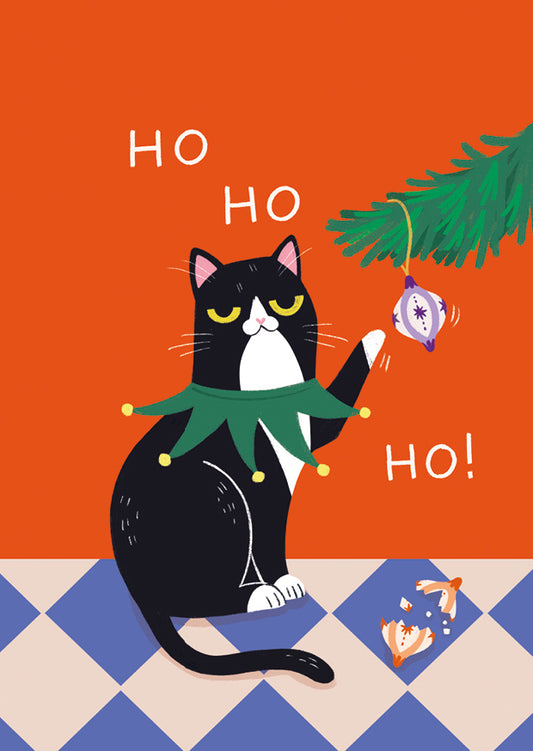 Joulukortti Kaisu Sandberg - Helvi-kissa Ho-ho-ho!