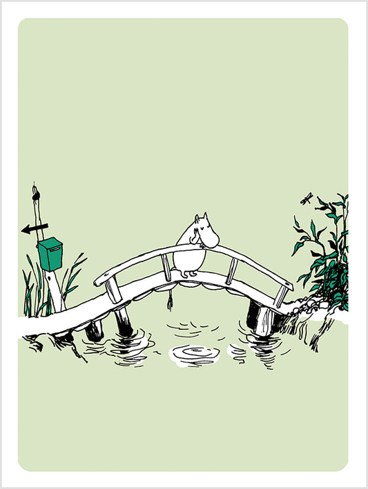 2-part card letterpress Moomin - Moomin on the bridge