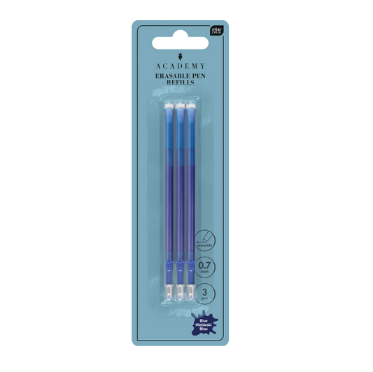 Mustekynän täyttö Interdruk 3kpl - 0,7 sininen poispyyhittävä