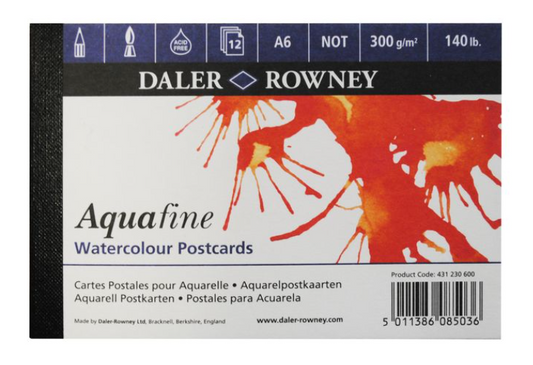 DR Aquafine A6 vesiväripostikortti 300g 12 kpl - Puolikarkea
