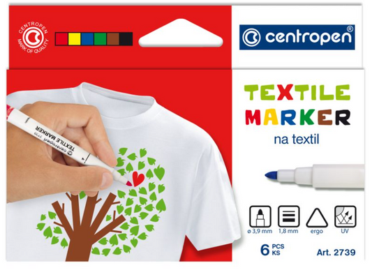 Centropen Textile tekstiilitussi 6 väriä