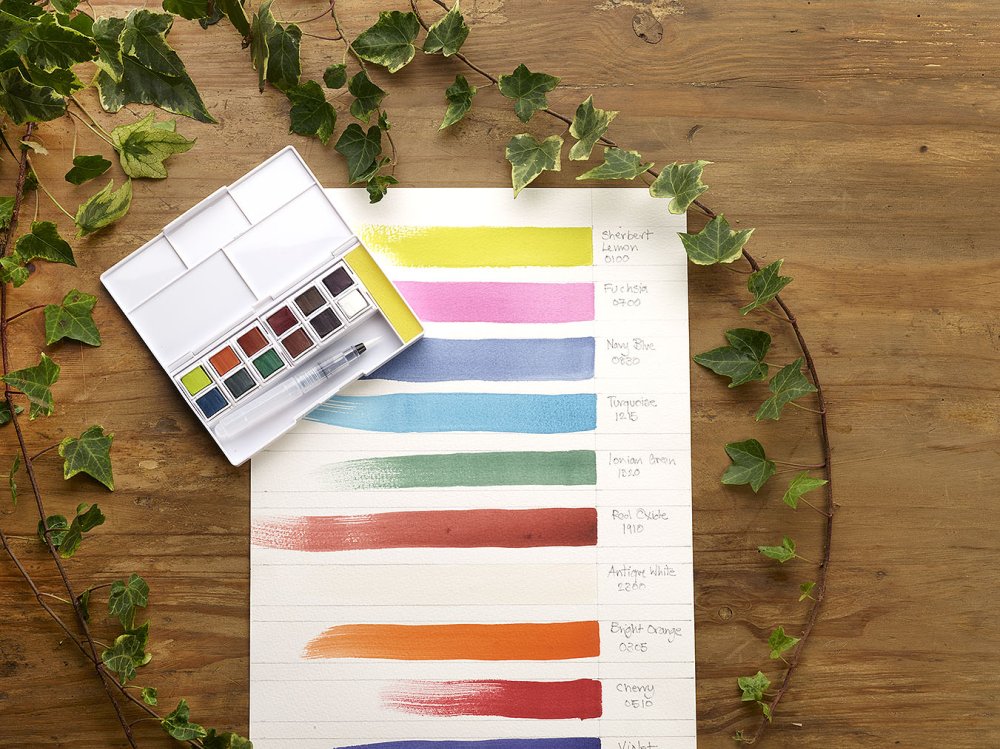 Watercolor paints 12 buttons Derwent - Pastel shades