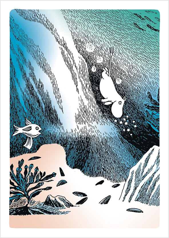 Postcard Moomin - Moomin dives