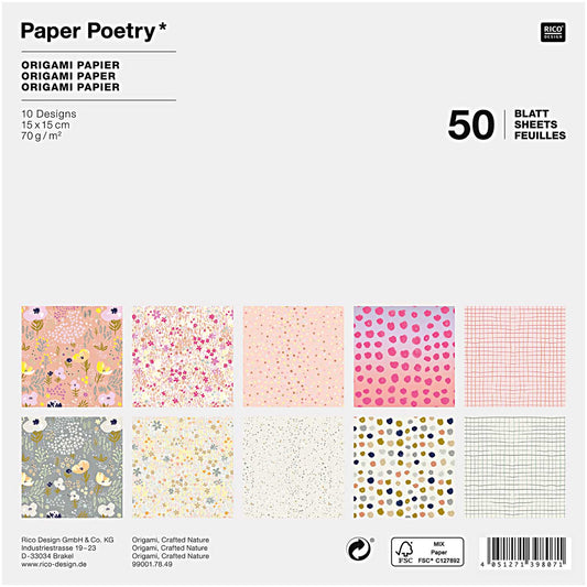 Origamipaperi, 50 kpl Rico Design - Crafted Nature