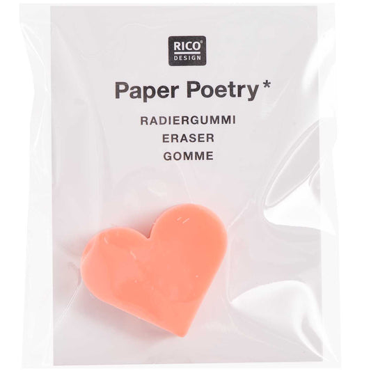 Pyyhekumi Paper Poetry - Mini Heart Orange