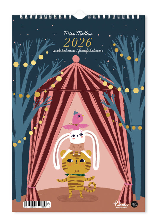 Perhekalenteri 23x34 cm 2026 Putinki Mallius