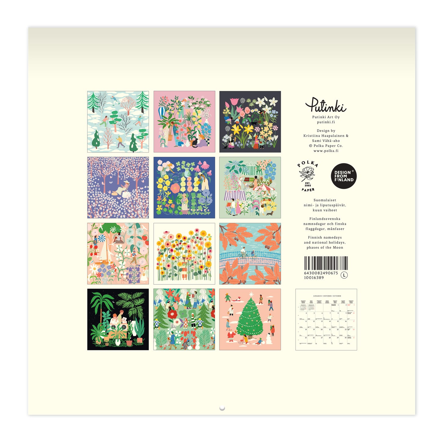 Wall Calendar 30x30 2027 Putinki Polka Paper