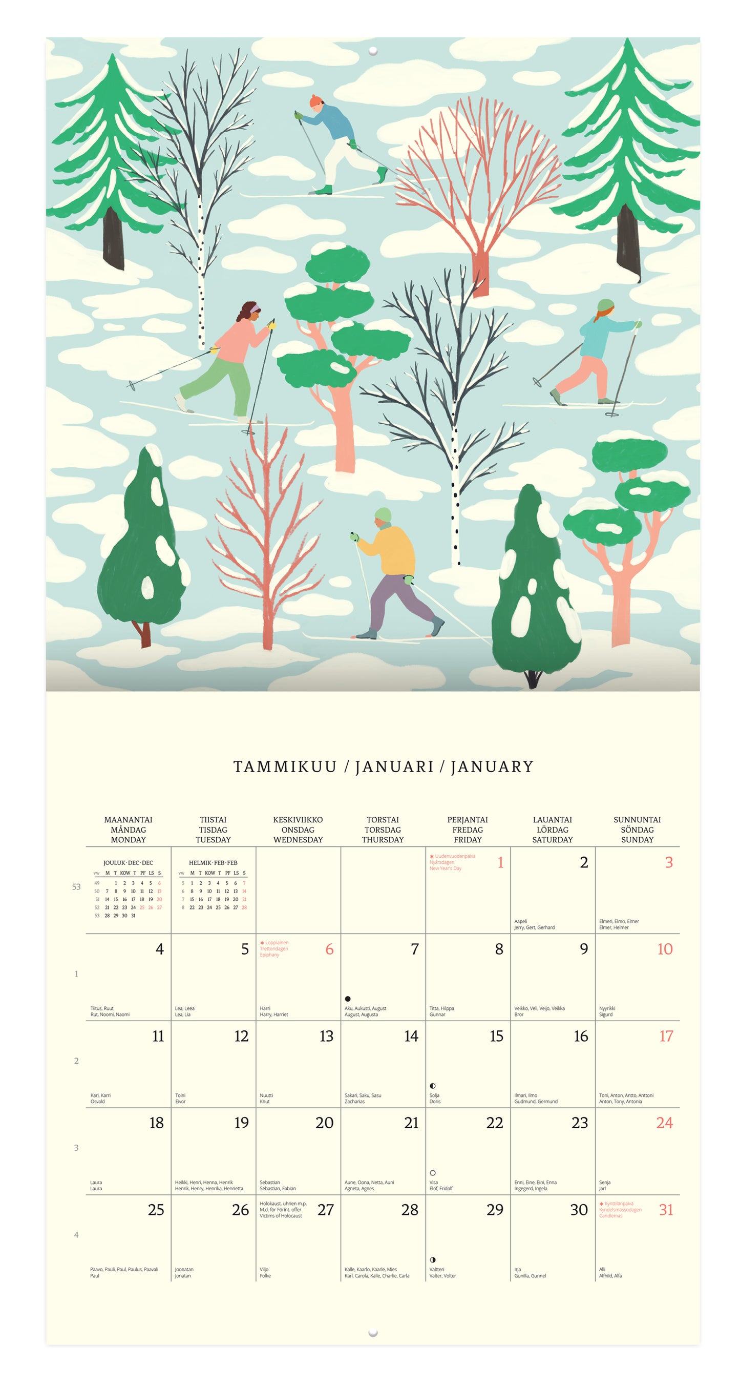Wall Calendar 30x30 2027 Putinki Polka Paper