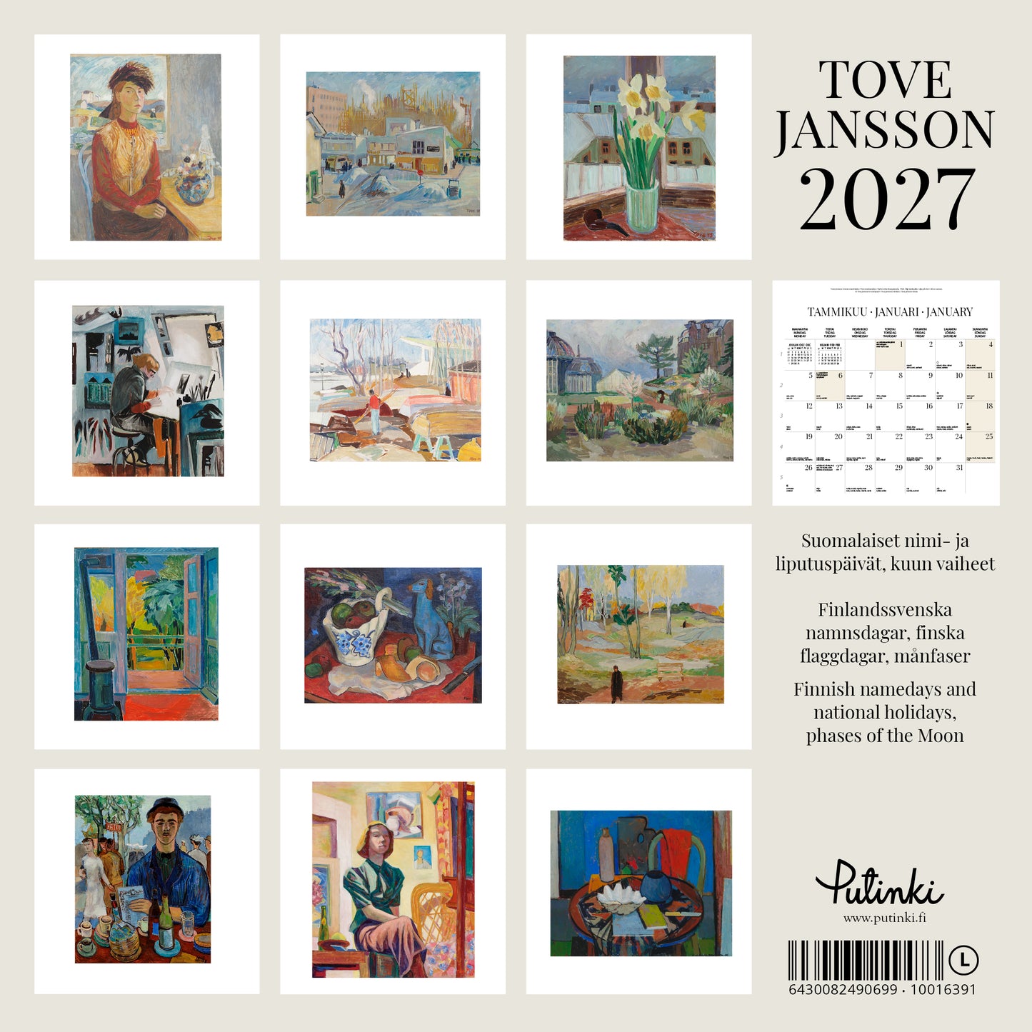 Seinäkalenteri 30x30 2027 Putinki Tove Jansson