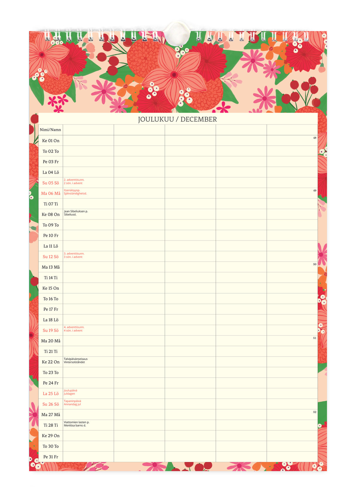 Family Calendar 23x34 cm 2027 Putinki Polka Paper