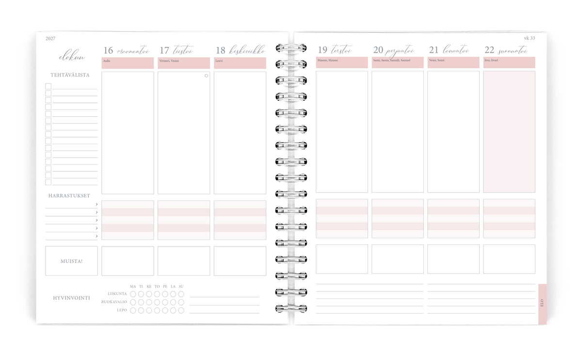 Viikkopäivyri 19x23 cm 2027 Putinki Life Planner