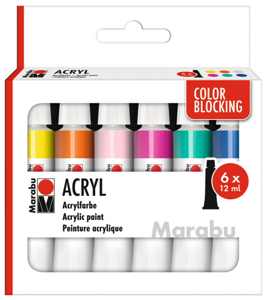 Acrylic paint assortment 6x12ml Marabu - Color Blocking