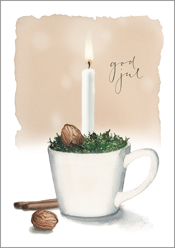 Christmas card Henna Adel - "God jul" candle in a coffee cup