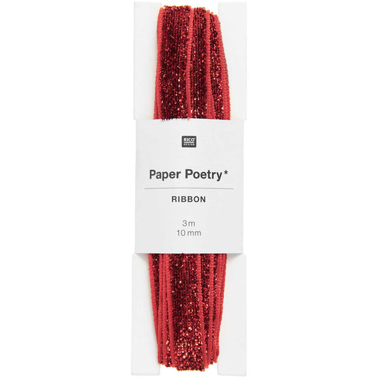 Gift Ribbon Paper Poetry - Glitter Red