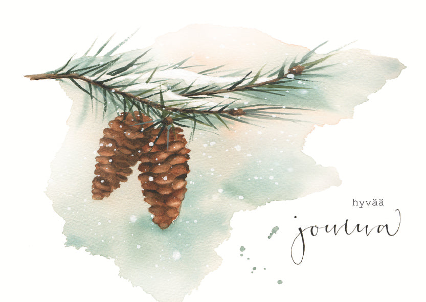 2-part Christmas card Henna Adel - Merry Christmas, fir cones