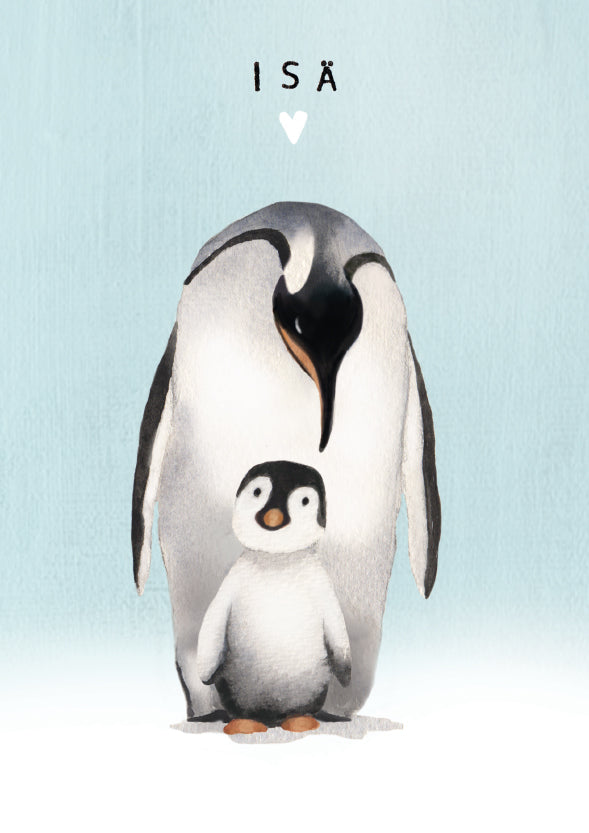 2-osainen kortti Henna Adel - Pingviinit, isä ja poikanen