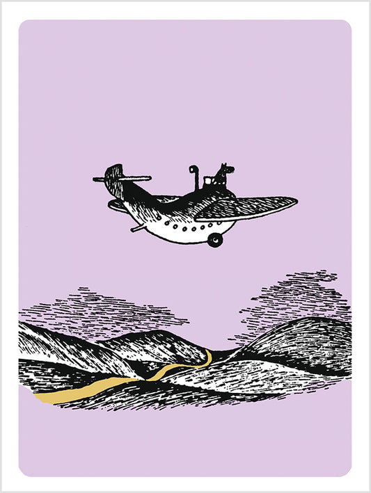 2-part letterpress card Moomin - Airplane