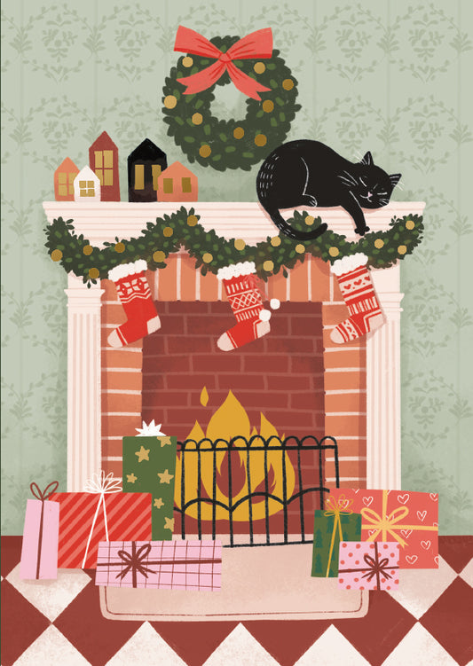 2-part Christmas card Kaisu Sandberg - Fireplace