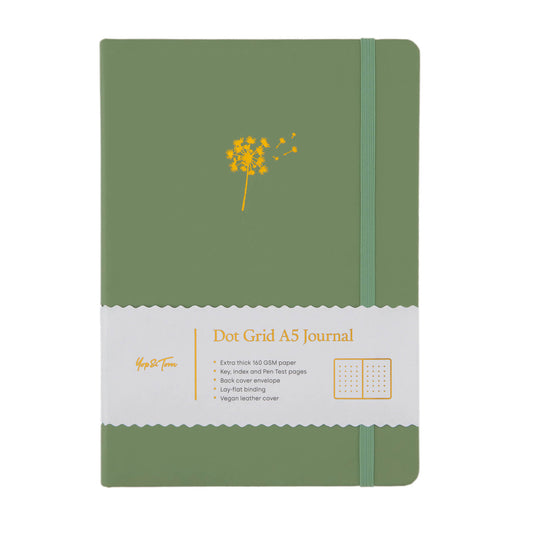 Dotted notebook A5 Yop & Tom - Dandelion, Sage Green