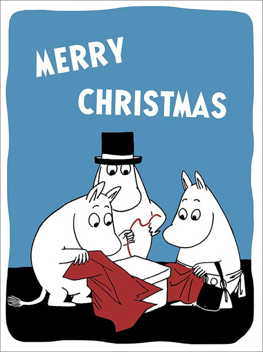 2-part Christmas card Letterpress Moomin - Opening the package