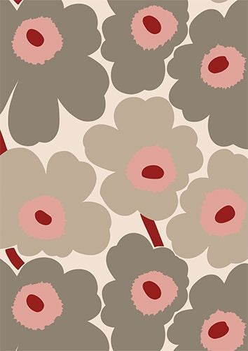 Postikortti Marimekko - Unikko beige-vaaleanpunainen