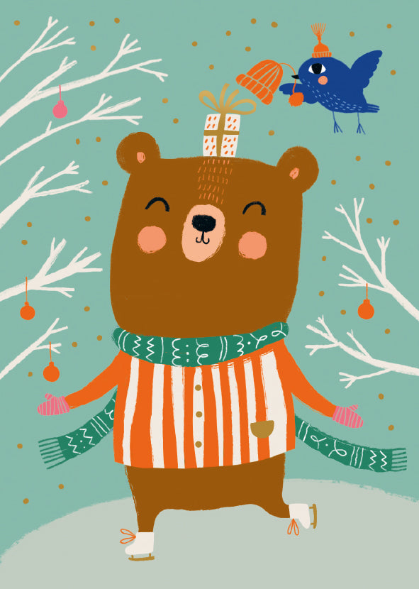 Christmas card Mira Mallius - Bear and bird