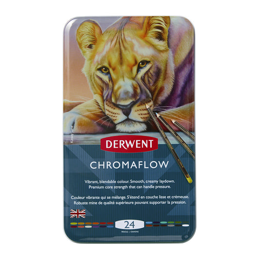 Derwent Chromaflow Colouring Pencils, Assorted Colours, Tin of 24