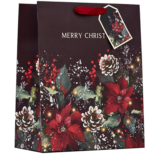 Gift bag Partisan - Christmas Velvet Ruby L