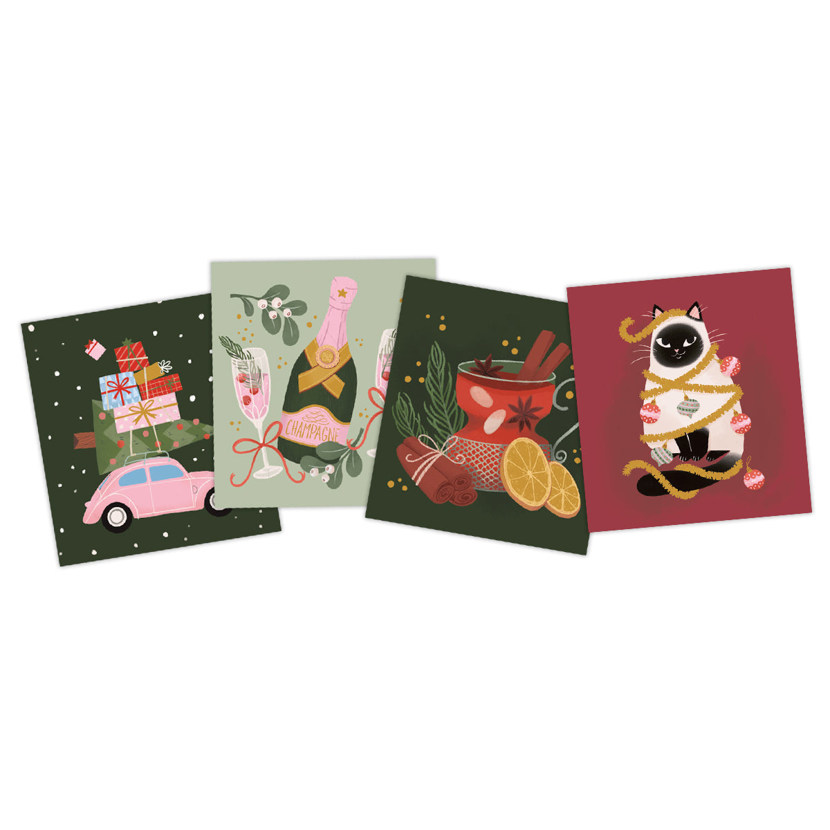 Mini cards 4 pcs Kaisu Sandberg - Christmas