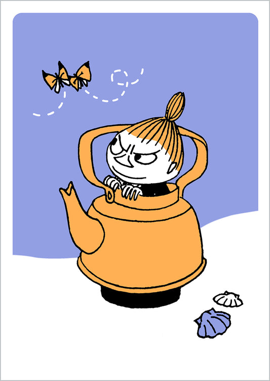 Postikortti kohopaino Muumi - Pikku Myy kahvipannussa