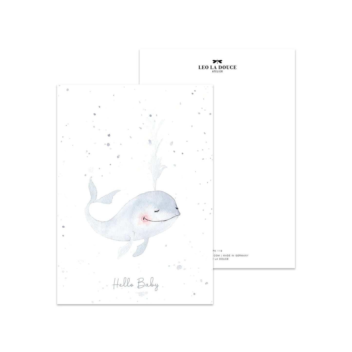 Postcard Leo la Douce - Whale, Hello Baby