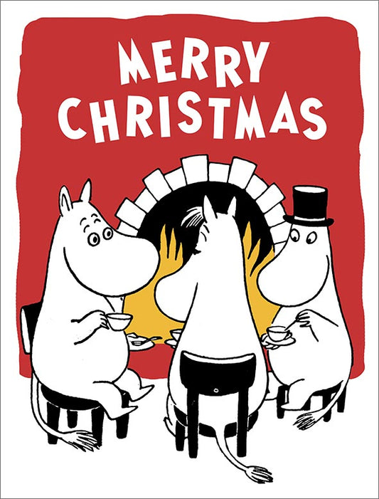 2-part Christmas card Letterpress Moomin - By the fireplace