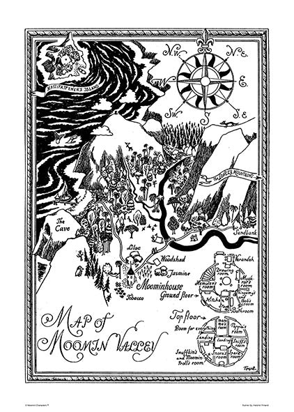 Juliste Muumi 50 x 70 - Map of Moominvalley