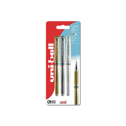 Gel Pens 3pcs Uni Signo BROAD - White, Gold and Silver