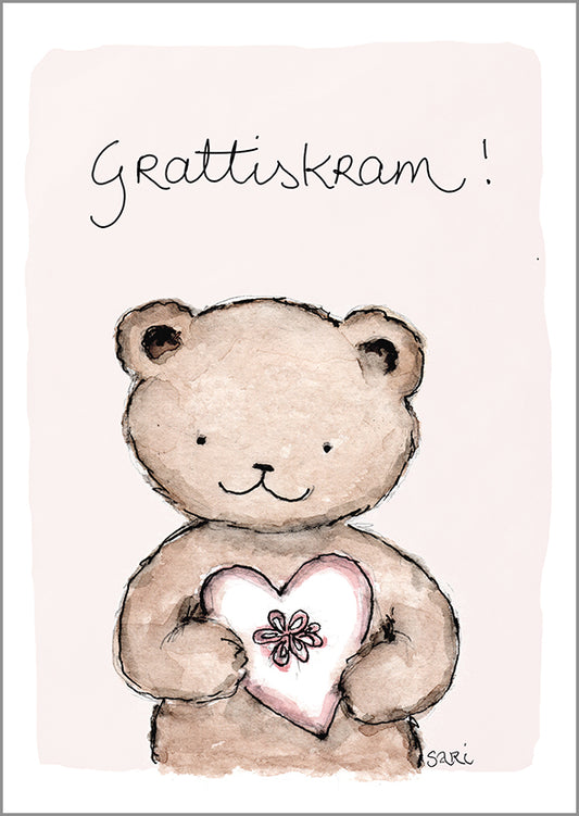 Postcard Sari's Artwork - Teddy bear, grattiskram