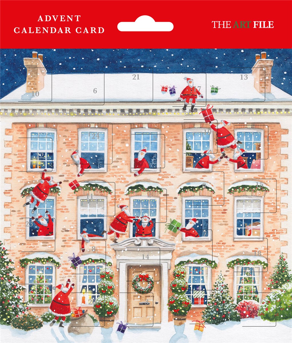 Christmas calendar card The Art File - Christmas house, square