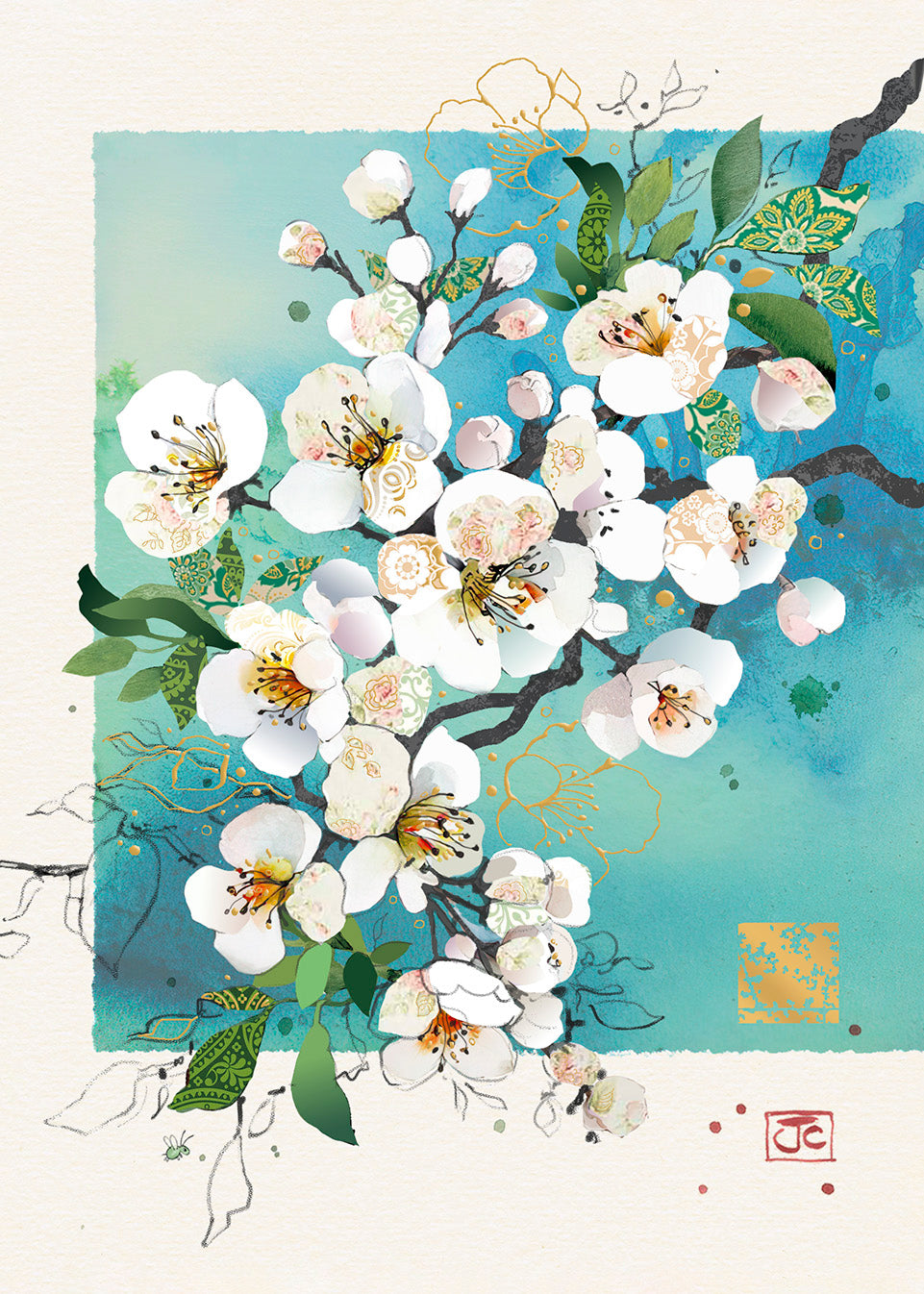 2-osainen kortti Bug Art - White Blossom