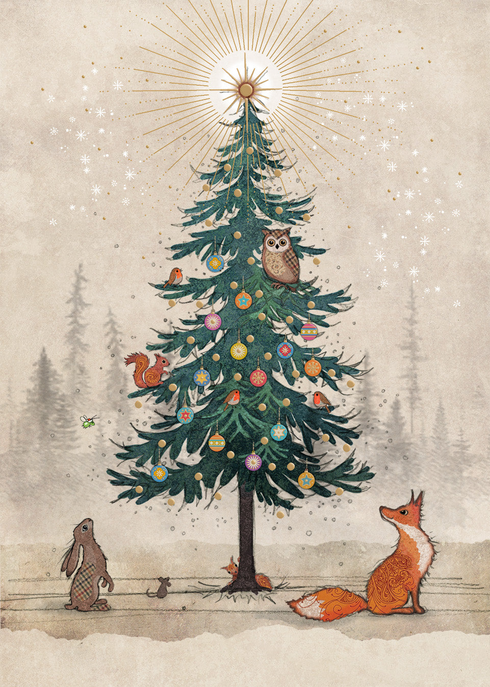 2-part Christmas card Bug Art - Animal tree