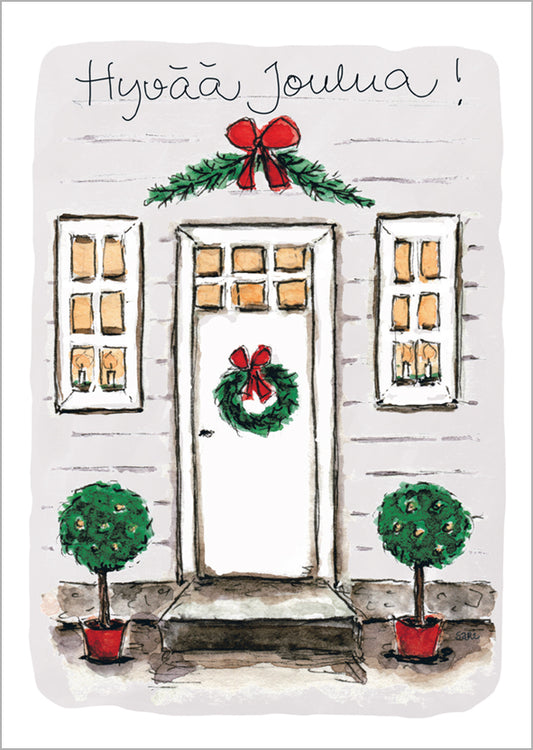 Christmas card Sari's Artwork - Christmas door, Merry Christmas