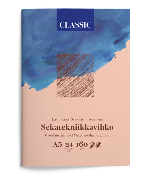 Classic Sekatekniikkavihko A5 160g 24 sivua Mixed Media
