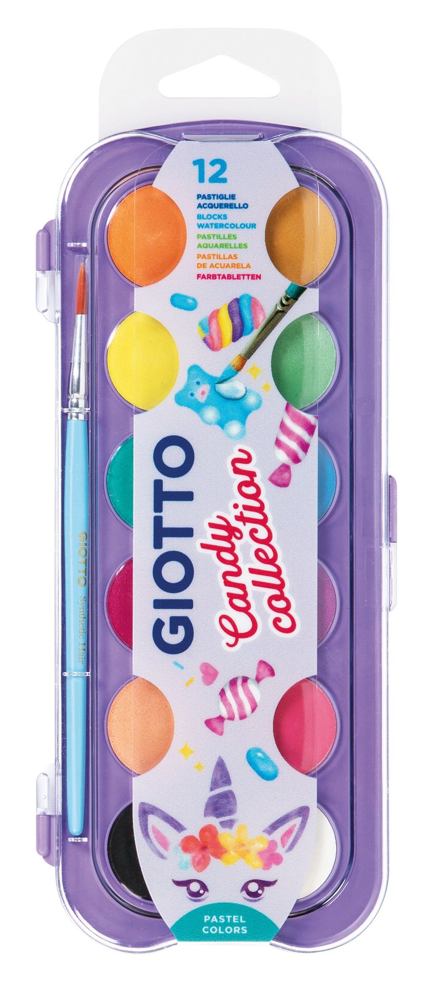 Giotto Candy Acquerelli -vesivärit - 12 värin lajitelma