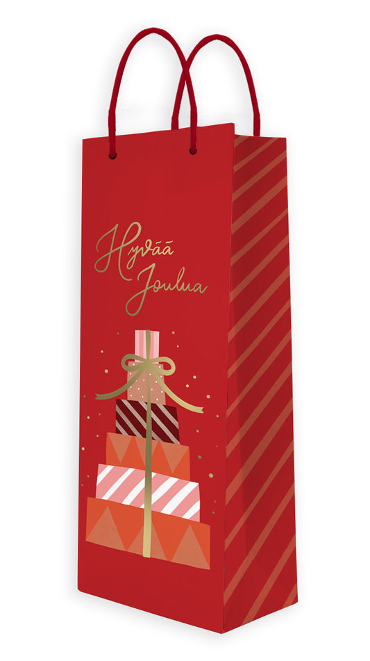 Gift bag Putinki Letters - Merry Christmas, bottle bag red