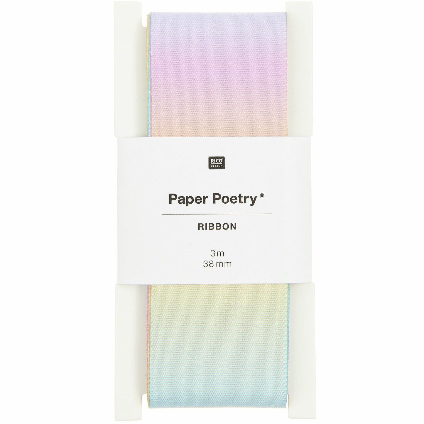 Gift ribbon 38mm Paper Poetry - Pastel rainbow
