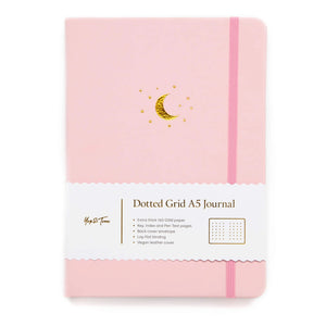 Dotted notebook A5 Yop & Tom - Moon & Stars, Blush Pink