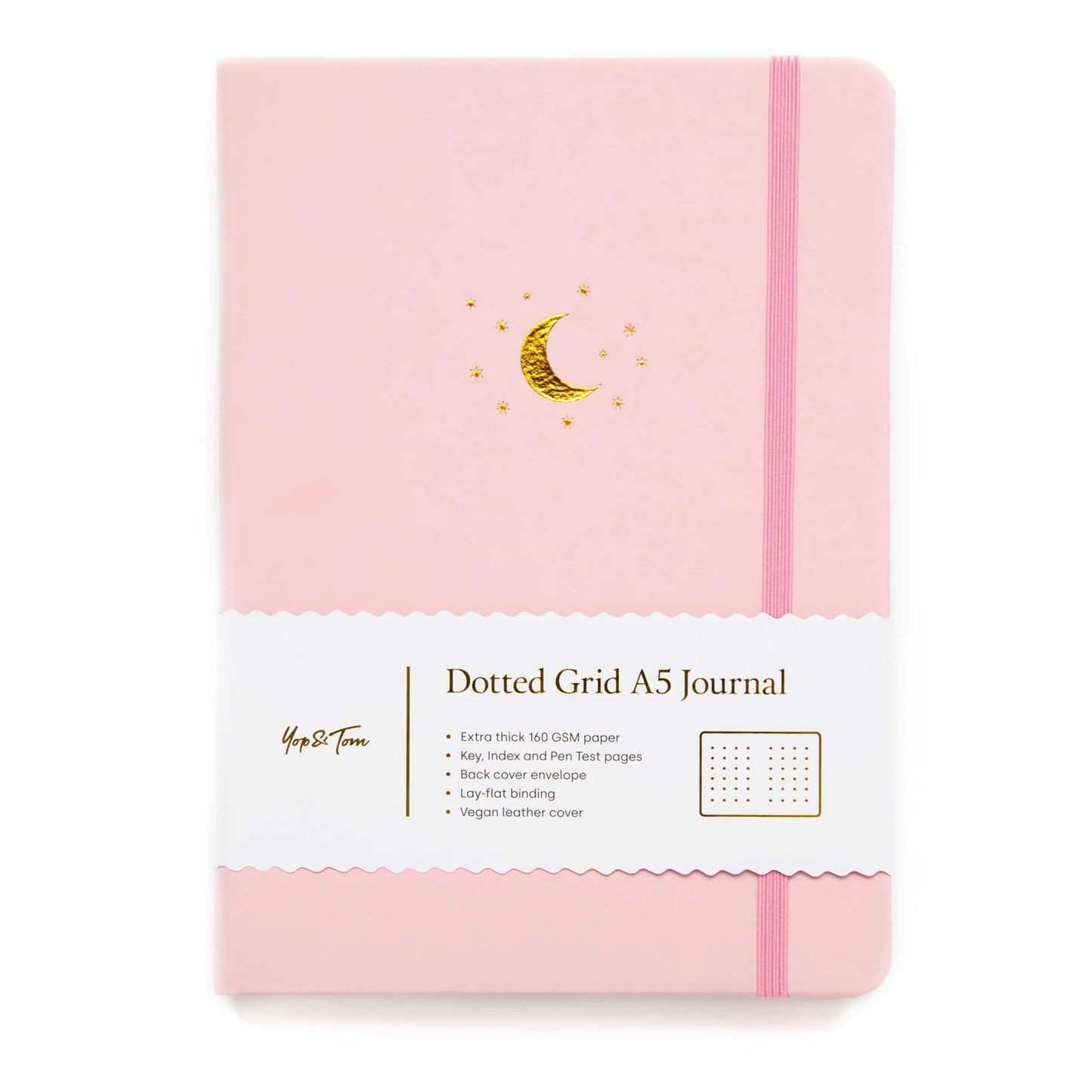 Dotted notebook A5 Yop & Tom - Moon & Stars, Blush Pink