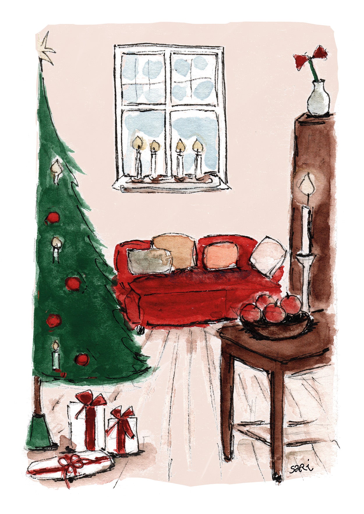 2-part Christmas card Sari's Artwork - Christmas home