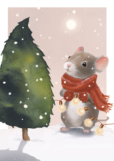 Christmas card Henna Adel - Mouse and Christmas lights