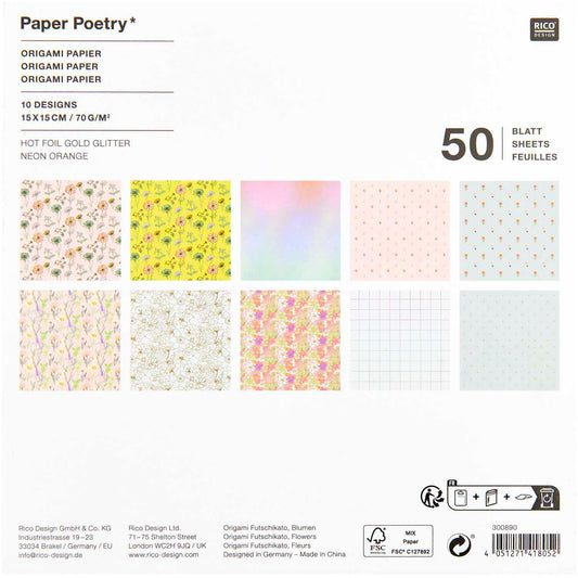 Origami paper, 50 pcs Rico Design - Futschikato Flowers