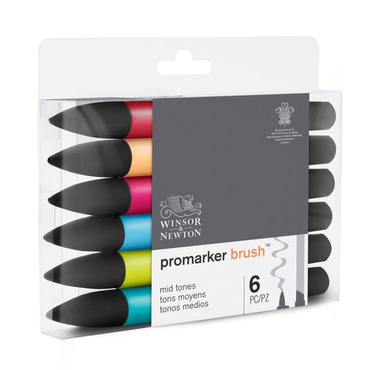 Brush Marker Assortment 6-pack Brush WN Promarker - Mid Tones